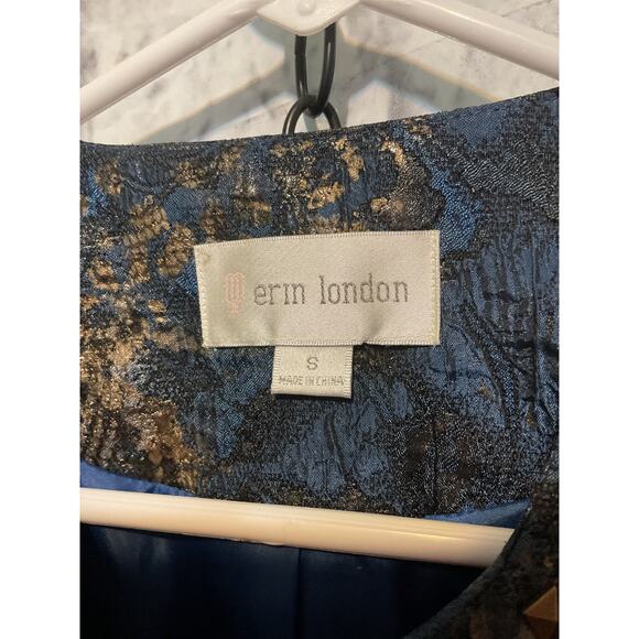 90’s Erin London Pretty Blue Gold Blazer Small Lined - Picture 4 of 6